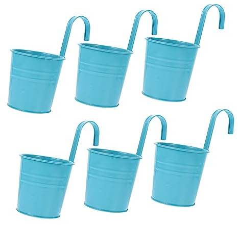 YARNOW Vaso Sospeso in Ferro Blu 6 Pezzi, Decorazione Romantica per Balcone