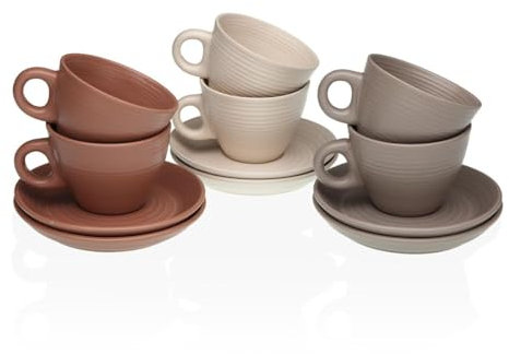 Lot de Tasses avec Assiettes Versa Awa Gres - Marque : Versa - EAN : 8420327569622