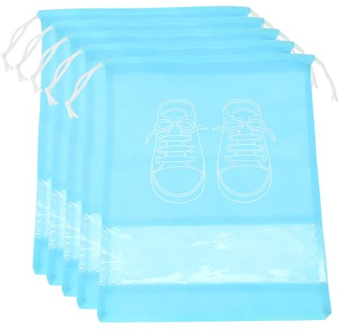 CAPASTEC 5 Stück Reise-Schuhtaschen Mit Klarem Fenster, Himmelblau | Staubdicht, Zugband-Design, Material: Vliesstoff, PVC, Größe: 32X44Cm, Für Männer Und Frauen