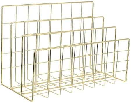 Eisen Briefablage Gold mit 3 Fächern, für Schreibtisch | Büro und Wohnraum, mit Abgerundeten Kanten, Platzsparendes Design, Robust und Vielseitig