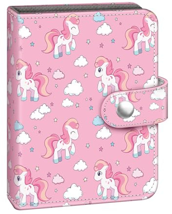 Fintie Mini Fotoalbum für 2x3 Zoll Filme, Rosa Pferde | 52 Taschen kleine Alben für Fujifilm Instax Mini Sofortbildkamera/Polaroid Hi-Print Bilder, Kpop Fotokartenhalter Binder