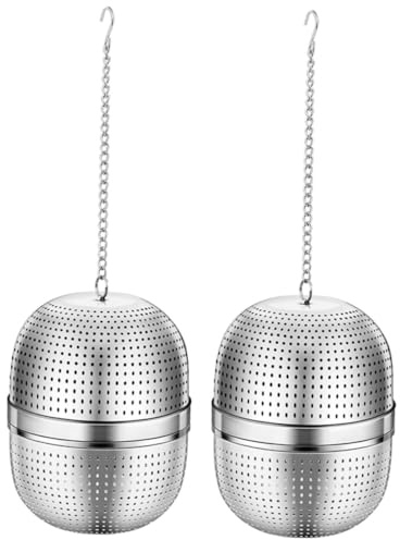 POPETPOP Infuseurs à Thé en Vrac Chaîne, Filtre Boule à Thé en Acier Inoxydable 2 Pièces Résistant à Haute Température Argenté pour Maison et Bureau