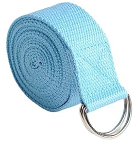yoga gurt Yogagurt aus Baumwolle, Sport-Yogagurt, verstellbar, geflochten, elastisch, D-Ring-Schnalle, Fitness-Stretchgurt(Sky blue)