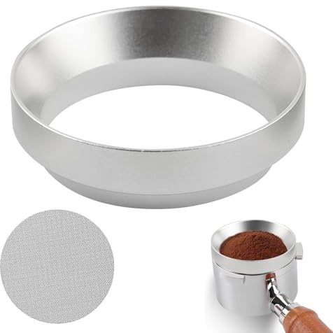 Kaffee Dosierring 58 mm, Magnetisches Dosierring mit Espresso Sieb für Siebträger, Espressomaschine Siebträger Trichter, Aluminiumlegierung Dosing Funnel für Präzisen Befüllung von Kaffeepulver