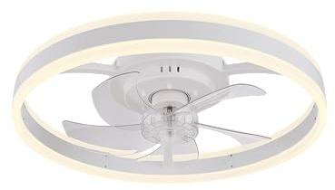 DUPI Ventilador de Techo con Luz LED MAX AIR | Motor DC Silencioso | 6 Velocidades | Temporizador | Luz Dimmable | Mando a Distancia | Ø 50 cm | Blanco