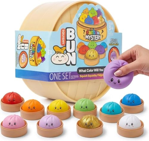 Squishy Dumpling XXL Viral Mystery | TikTok Trend Überraschungs Anti-Stress Spielzeug für Kinder | Super weiche Squishys Dumplings zum sammeln | Cute Steamed Buns | inkl. CLXO Versandschutz