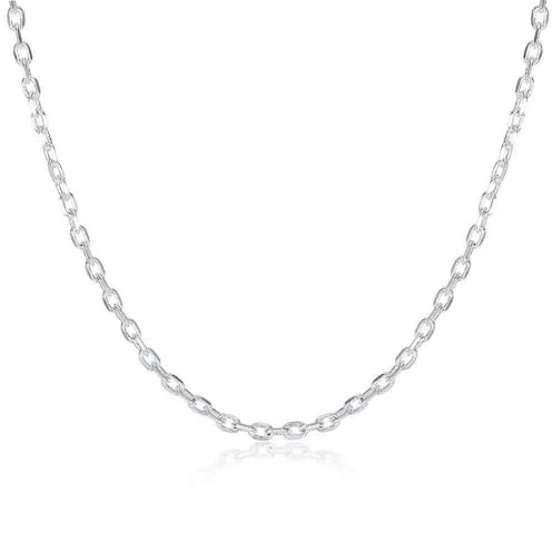 Kvinnors fina smycken 925 sterling silver platt kedja berlock 2 mm brett silverhalsband 1618 2022 24