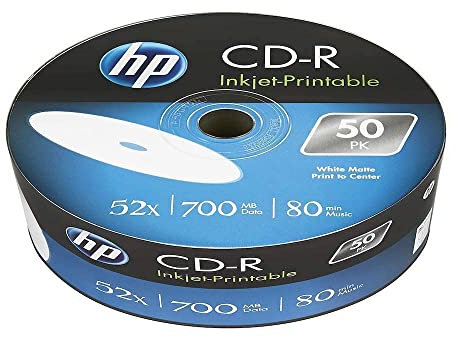 CD-R HP 700 MB (80 min) 52 x bläckstråleskrivare 50-spindl bulk