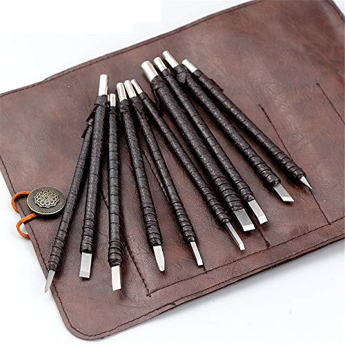JHYM 10 Pezzi in Acciaio di tungsteno Stone Carving Tool, Professionale di Scultura di Legno Scalpello Set, Carve Kit Disco Lama dell'utensile, per Incisione Pietra Legno Lettering