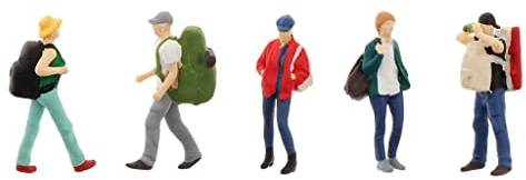 SM SunniMix Modellbahnfiguren, 5 Bemalt Im Maßstab 1:64 Modelleisenbahn Menschen Figuren Backpacker Wanderer Menschen für Miniaturszenen Zug Eisenbahn, C.