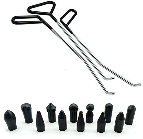 Houshan Kit de réparation sans peinture 6 pièces de tiges de débosselage avec tête de poinçon Kit de débosselage sans peinture pour carrosserie de voiture Suppression de bosses dues à la grêle et de