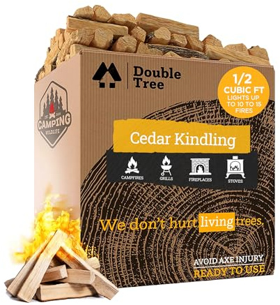 Fire Starter Kindling - 100% All-Natural Incense-Cedar Kindling - Fast, Easy Burning -Perfect for Indoor Fireplaces, Campfires, Beachside Fire Pits, Indoor/Outdoor Stoves (Medium 1/2 Cubic ft)