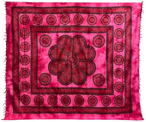 Seamar Telo Arredo Copritutto Grande Poseidon 220x240cm Cotone Copri divano Gran foulard Batik Indiano (Fucsia)
