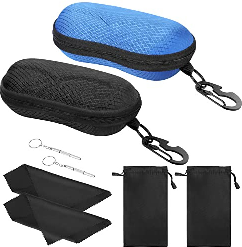 MoKo Brillenetui, Universal Halbhart Brillen Case mit Metallhaken Mini Schraubendreher Tragbare Kratzfeste Brillenorganizer