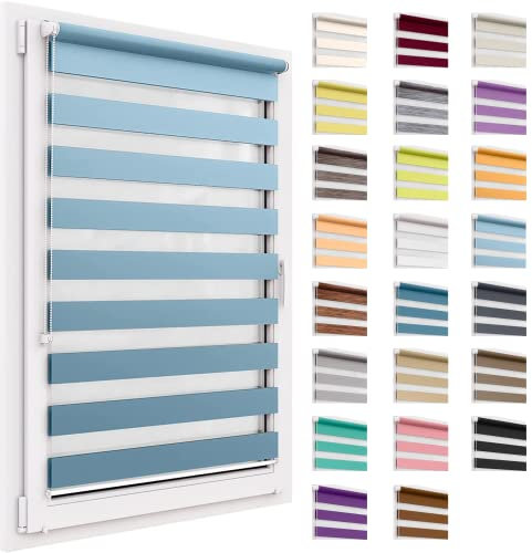 Doppelrollo ohne Bohren, 44x150 cm Stoffgröße, Duo Rollo Klemmfix, Easyfix, lichtdurchlässig und verdunkelnd, Day&Night, Klemmrollo Sonnenschutzrollo Fensterrollo für Fenster & Türen