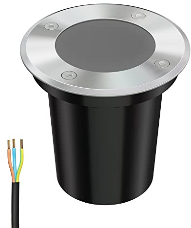 ledscom.de Lámpara empotrable de suelo BOLI para exteriores, IP67, acero inoxidable, redonda, 108mm Ø, 1x GU10 máx. 15W, esmerilado