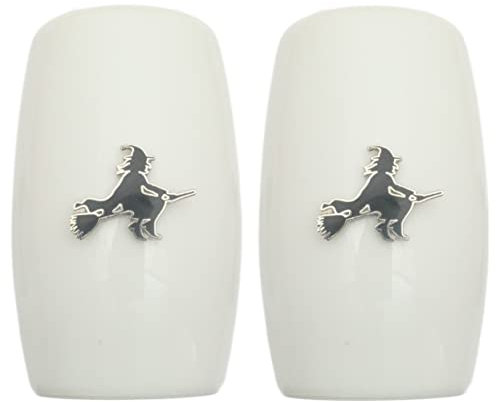 Witch China Salt and Pepper Shakers Cruet Set Modern White CSP 397