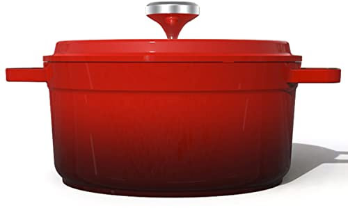 QWERTYUI Pentola in Terracotta Antiaderente Casseruola in Ghisa con Coperchio,4,67 Litri di Grande capacità Pentole in Casseruola in Terracotta per Cucinare Qualsiasi Cibo Stufati Arrostire,Rosso