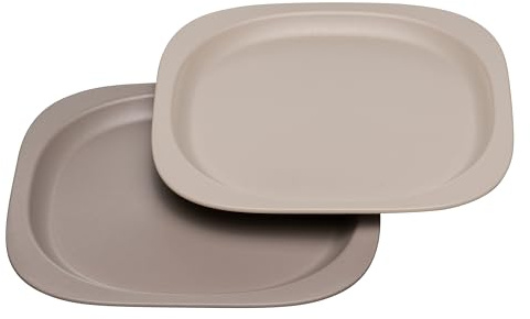 nip Green Öko Baby-und Kinderteller, mikrowellen- und spülmaschinengeeignet, extra flach & perfekt für Beikoststart, BPA-frei, ohne Melamin, nachhaltig, 2er Set, Grau