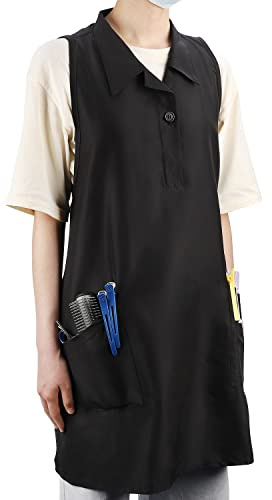 Segbeauty Barber Hairdresser Apron, Hair Stylist Salon Smock Aprons with Pockets, Cosmetology Salon Apron Pet Groomer Gown Sleeveless SPA Uniforms Protective Water-proof Work Clothes for Women Small