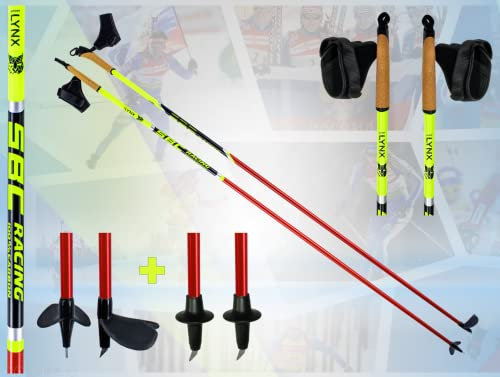 Sportlynx Racing 100% Carbon Rollskistock Skike Nordic Blading Lalglauf Stöcke mit Nordic Cross Skating Spitzen (Skike Spitze, 140 cm)