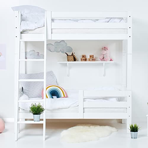 Hoppekids ECO Luxury Etagenbett, Kinder- und Ferienwohnung-geeignet | 70 x 160 cm unten und Oben, Schräger Leiter + Rausfallschutz | Nordische Kiefer – Langlebig, Überlegener Komfort