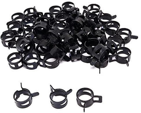SWZHAI 50 Pcs 1/2 ID Spring Hose Clamp, 12mm Spring Band Hose Clamp Fuel Line Clamp Black Water Pipe Tubing Spring Clips for Tubing Fuel Hose Water Pipe, Fit 12.5-13mm OD