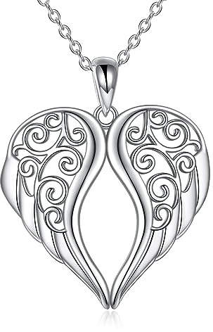 YFN Angel Wings Necklace Sterling Silver Guardian Angel Necklace Wings Pendant Jewelry for Women Gifts (Angel Wing)