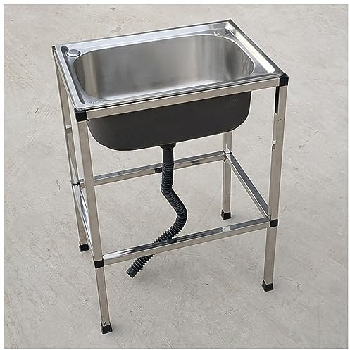 Éviers de Cuisine Commerciale Utilitaire Autoportants, Évier Portatif L'Évier de Bassin, Évier À Cuve Unique en Acier Inoxydable, Pour Buanderie, Salle de Bain, Garage (Size : A 53x38cm/20.8x15in)