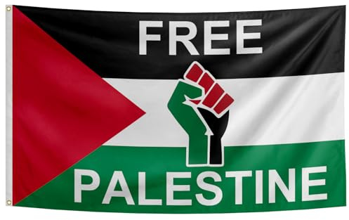 Bandiera della Palestina, 3 x 1,5 m, con 2 occhielli in ottone, decorazione per interni ed esterni