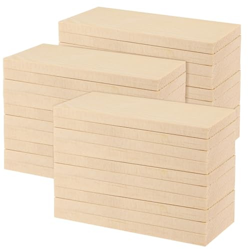 SEUNMUK 30 Pcs 100 x 40 x 6 mm Pine Wood Rectangle Board, Unfinished Wooden Blocks Blank Wood Pieces for Craft, Architectural Modelling, Staining, Cutting, Painting