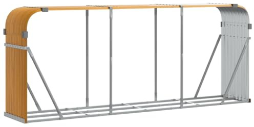 vidaXL Log Holder Wood Look 234x45x100 cm Galvanised Steel