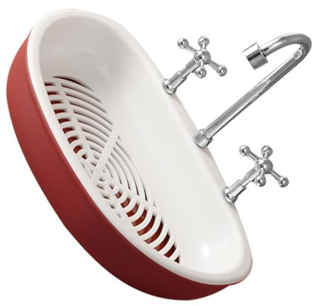 Seifenschale mit Saugnapf, 1 Stück, Abs, Rot für Dusche und Küche