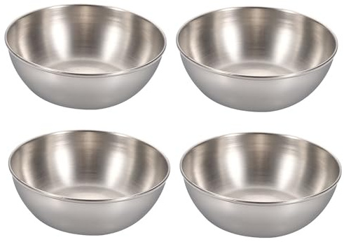 Gegaoicom Lot de 4 mini bols à sauce, ramequins en acier inoxydable, 85 g, bols à condiments (argent)