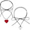 DAZZLUXE 2 collane a forma di cuore con ciondolo a forma di cuore, collana di design personalizzata, per donne, sorella, collana regolabile (argento, rosso), Resina, corda