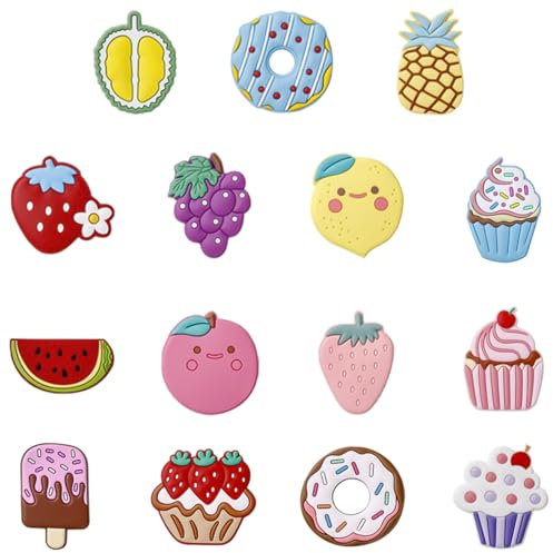 TYXHXTF 15 Piezas Frigoríficos Imanes, Imanes Pizarra Magnetica, Imanes Pequeños, Imanes Nevera, Imanes Potentes, Dibujos Animados Imanes, Patrón de Pastel de Frutas