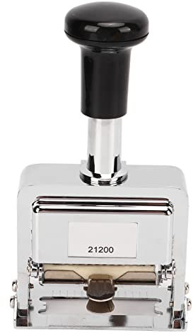 XHTLLO 12-stelliger Selbstfärbender Nummerierungsstempel Mit Griff, Gehäuse aus Zinklegierung, Klare Codierung Für Bankwesen, Medizin, Buchhaltung, Automatische Tintenrückgabe