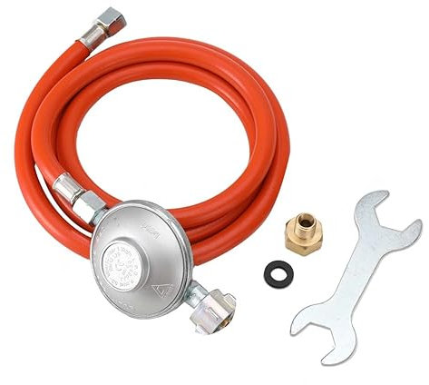 ECUTEE Propangas Druckminderer Schlauchsatz Gasdruckminderer (30mbar) mit Gas Schlauch PVC Schlauchlänge 1,5m, für Propangasflaschen der Größe 5kg -33kg Verwenden