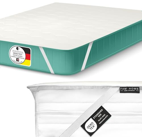 FAM'HOME Premium Matratzenschoner 100x200 cm mit hypoallergenem Soft Microfiber Bezug, atmungsaktive Matratzenauflage 100x200 cm mit 4 elastischen Eckgurten, hygienischer Matratzentopper 100 x 200