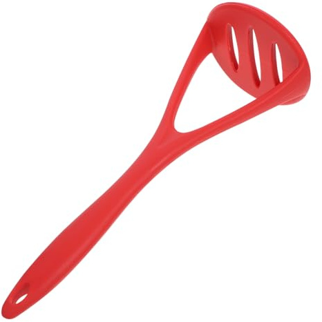 COLLBATH Silicone Potato Masher Vegetable Crusher Red Comfortable Grip Small Kitchen Masher Manual Food Processor for Mashed Potatoes Fruit and Root Vegetables