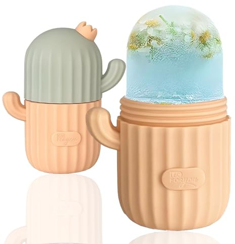 LAC Ice Roller Visage - Glacon Silicone Appareil Massage Visage - Beauté Femme pour Rétrécit les Pores et Réduit les Poches (Cactus)