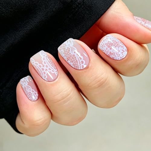 JMEOWIO Weiße Blume Nagelfolie UV Härtend Gel Nagel Strip Sticker