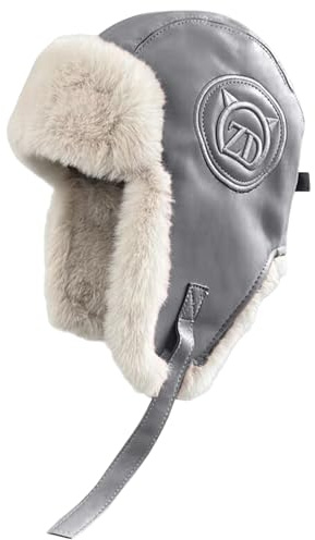 JFAN PU Wintermütze mit Ohrenklappen Unisex Warme Ushanka Russische Mütze Winddicht Skimütze Vintage Fliegermütze für Outdoor Skaten Radfahren