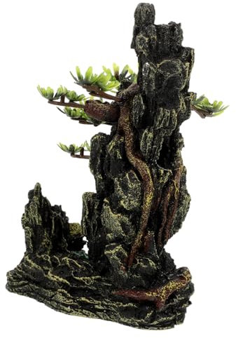 HANABASS Künstliche Zweig-Dekoration Für Terrarien Resin-AST Mit Blättern Für Reptilien-Tanks Stabil Und Langlebig Perfektes Habitat-Accessoire Für Deine Haustiere
