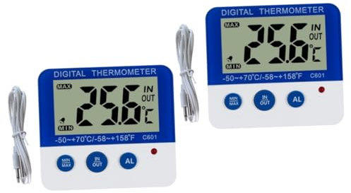 Alipis 2 Stück Thermometer Mit Alarm Für Hohe Und Niedrige Temperaturen Blau