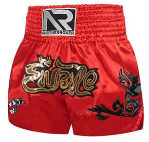 YOOJIA Pantalones Cortos De Muay Thai para Niños Pantalones Cintura Elástica Calzoncillos De Boxeo Shorts para Kickboxing MMA Un Rojo 5-7 años