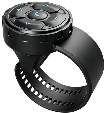 Fyearfly Control Remoto de Auriculares para Casco, Inalámbrico, Bluetooth, Botón Remoto, para Motocicleta, Bicicleta, Manubrio, Control Multimedia, para Controlar Música, Llamadas, Volumen