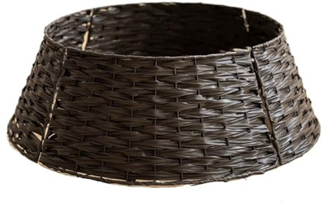 Weihnachtsbaum Kragen Weihnachtsbaum-Kragen, Handgewebt, Kunststoff, Rattan, Rustikaler Bauernhaus-Weihnachtsbaumrock, Baumsockel Weihnachtsbaum Rock(Brown,50 * 65 * 21cm)