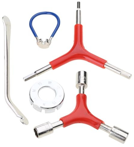 Btgghytr 5-teiliges Fahrrad-Speichen-Schraubenschlüssel-Werkzeug-Set, runde Fahrrad-Speichenschlüssel, Doppelkopf-Speichenschlüssel, Speichenschlüssel mit Griff