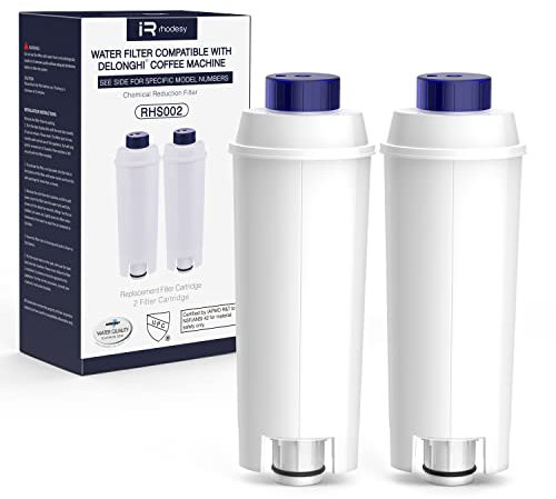iRhodesy Filtro Per Caffè, Compatibile con Delonghi DLSC002, Filtro Dell'acqua per DeLonghi Magnifica, Cartucce Filtranti di Ricambio per DeLonghi ECAM, ETAM, BCO, EC. (confezione da 2)